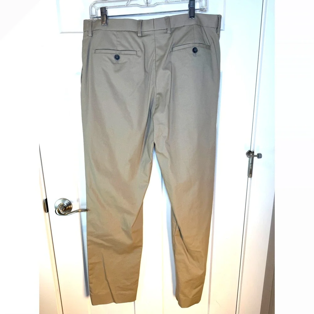 Banana Republic Slim Fit Chino Pants Men 33x32 Tan Khaki Stretch Cotton Trousers